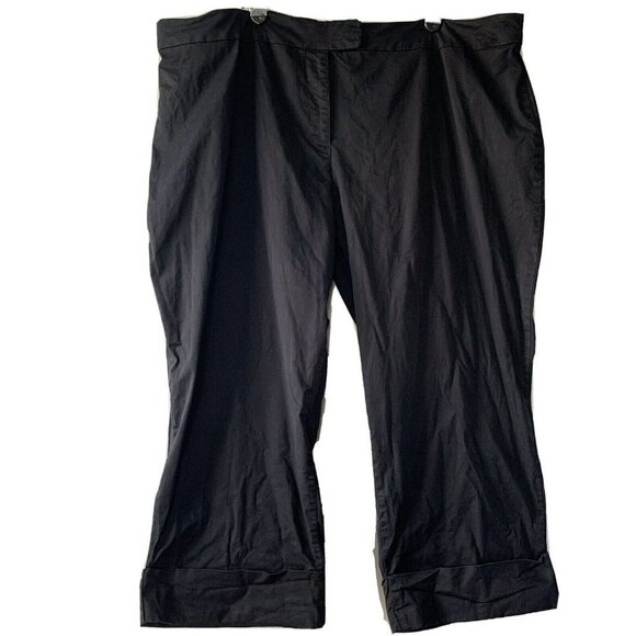 avenue pants plus size 24 black cropped pants cuffed - Picture 1 of 3